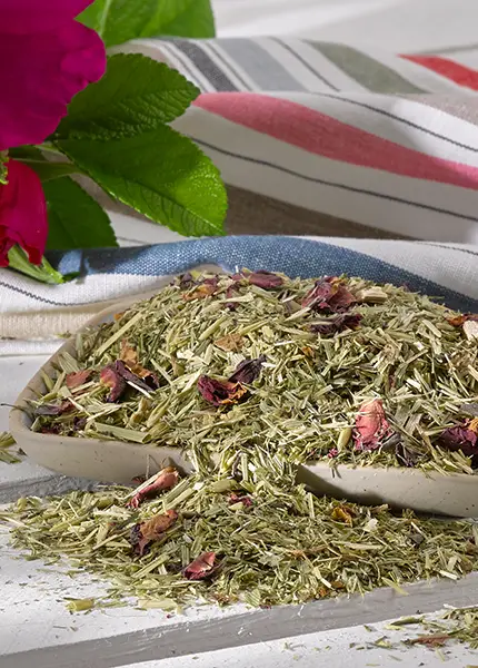 Herbal mixture for horses to support the grazing period, supplementary feed