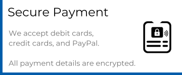 Secure Payment - we accept debit cards, credit cards, paypal